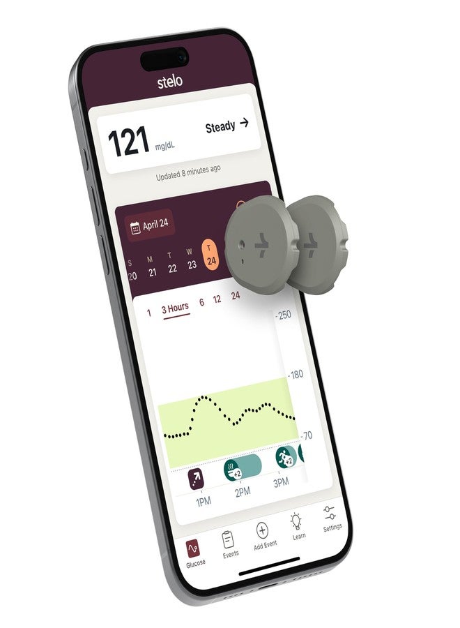 Stelo Glucose Biosensor & App by Dexcom - A Leader in Continuous Glucose Monitoring (CGM). 24/7 Tracking & Personalized Insights to Reveal Patterns. 2-Pack (Up to 15 Days Each). iOS & Android. - Image 1